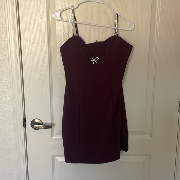 Embellished Strap Bow Mini Dress - Picture 2 of 2
